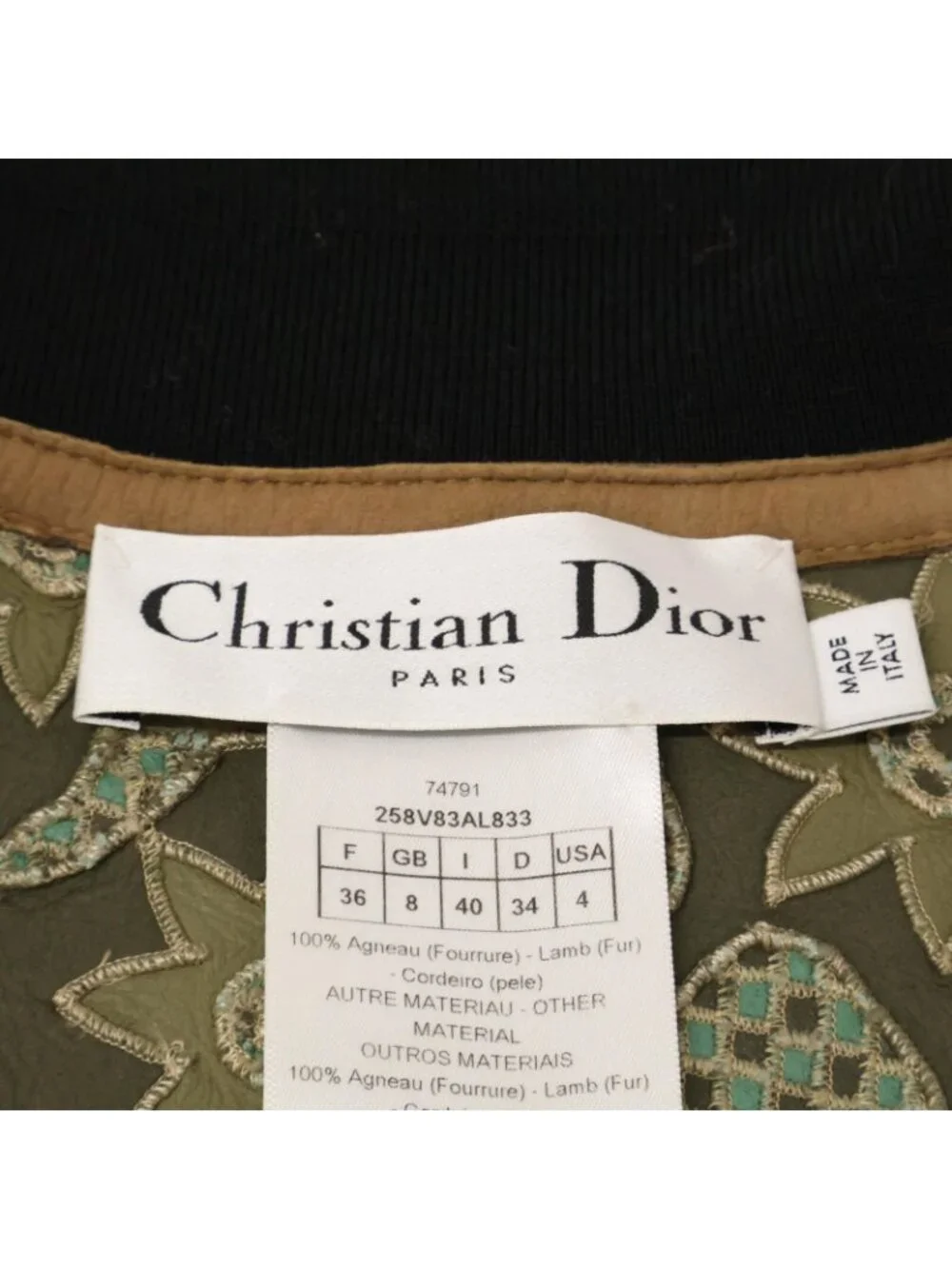 Dior Lambskin Boa Contrast Cropped Jacket 40 - Picture 5 of 7